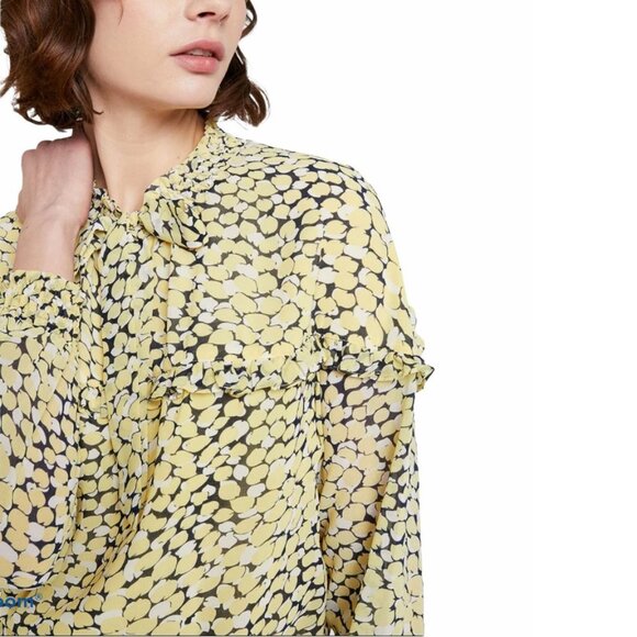 Mimimum yellow pattern blouse euro Size 36/small NWT - Picture 3 of 12